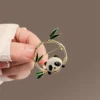WPDCBR000183-02 Modern Chinese Style Cute Panda Bamboo Brooch Lapel Pin