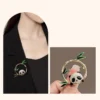 WPDCBR000183-03 Modern Chinese Style Cute Panda Bamboo Brooch Lapel Pin