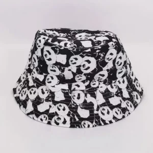WPCTHABH0098 Multi-Color Casual Style Panda Print Sun Protection Bucket Hat