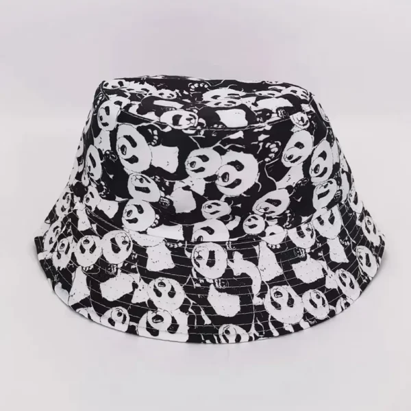 WPCTHABH0098 Multi-Color Casual Style Panda Print Sun Protection Bucket Hat