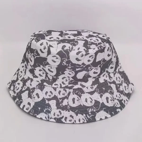 WPCTHABH0096 Multi-Color Casual Style Panda Print Sun Protection Bucket Hat