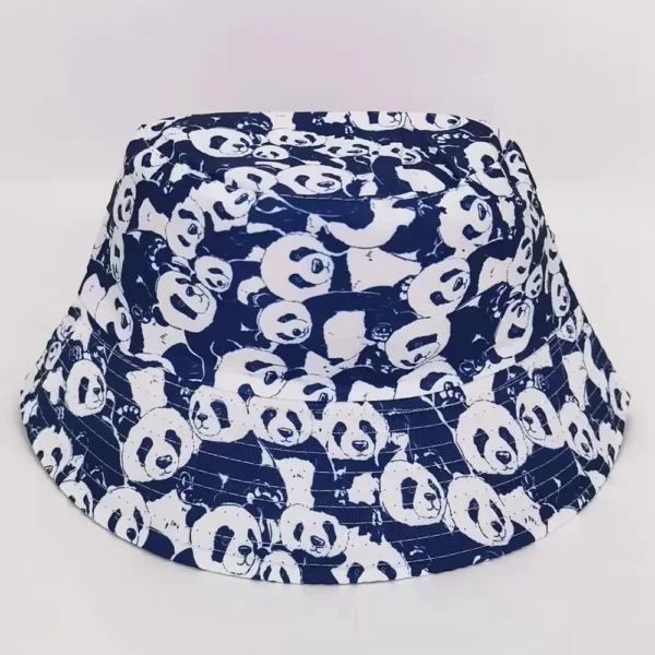 WPCTHABH0097 Multi-Color Casual Style Panda Print Sun Protection Bucket Hat