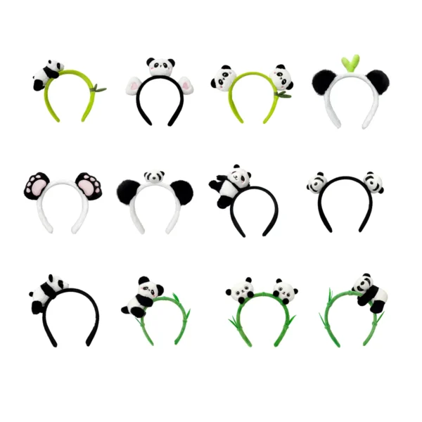 WPDCHA000244-0255 Multi-Style Cute Plush Panda Headband Hair Accessory