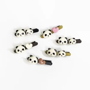 WPDCHA000238-0243 Multicolor Cute Panda Heart Hair Clip Bangs Clip Hair Accessory