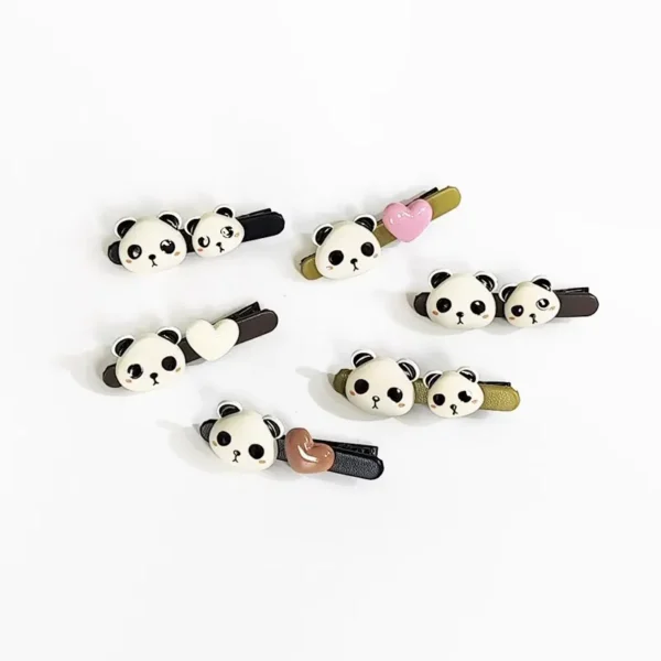 WPDCHA000238-0243 Multicolor Cute Panda Heart Hair Clip Bangs Clip Hair Accessory
