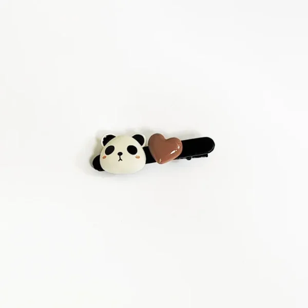 WPDCHA000240 Multicolor Cute Panda Heart Hair Clip Bangs Clip Hair Accessory
