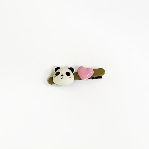 WPDCHA000238 Multicolor Cute Panda Heart Hair Clip Bangs Clip Hair Accessory