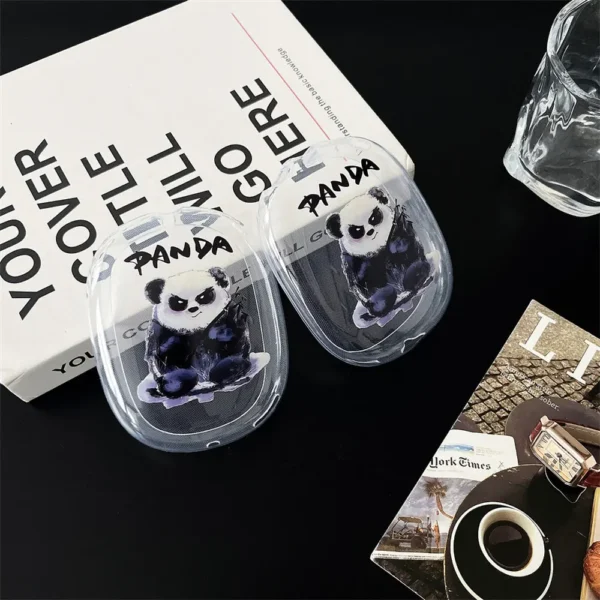 WPASEC000264-05 New Cool Panda Transparent Apple AirPods Max Protective Case