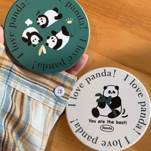 WPLSCS000297-0299-01 Original Cute Panda Coaster Non-Slip Ceramic Cork Mat