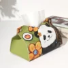 WPHHTB000253 Painting Style Panda Pattern Tissue Box Home Tissue Organizer Green