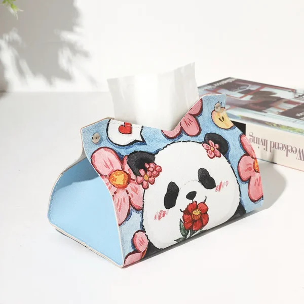 WPHHTB000254 Painting Style Panda Pattern Tissue Box Home Tissue Organizer Blue