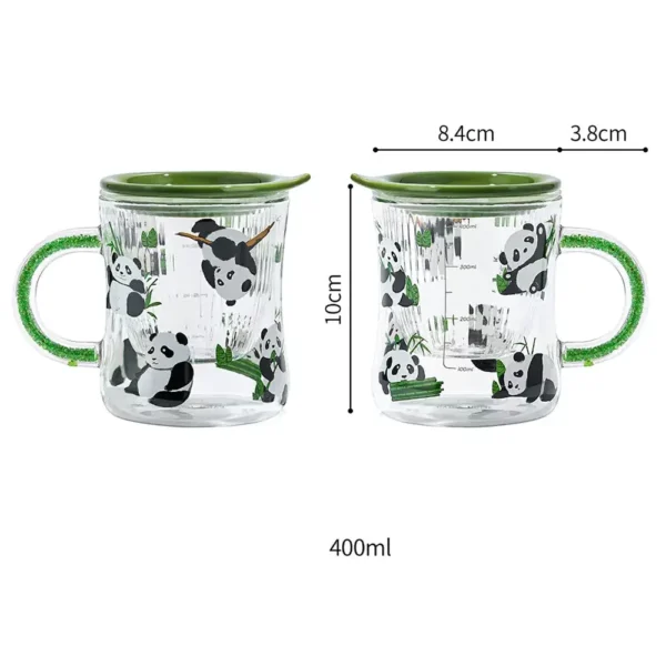 WPLSCPTC0040 Panda and Bamboo Glass Water Cup with Tea Separation Infuser