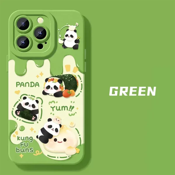 WPASPC000625 Panda and Food Multi-Color Cute Silicone Apple iPhone Case Green