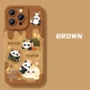 Panda and Food Multi-Color Cute Silicone Apple iPhone Case Brown