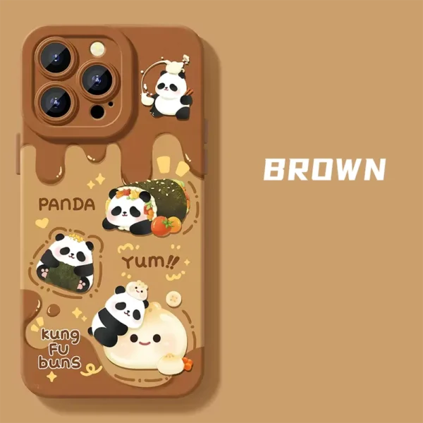 WPASPC000657 Panda and Food Multi-Color Cute Silicone Apple iPhone Case Brown