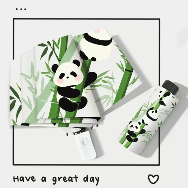 WPLSUB000269-0270-01 Panda Climbing UV-Proof Automatic Umbrella