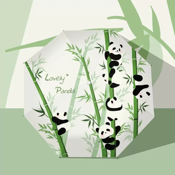 WPLSUB000269-0270-02 Panda Climbing UV-Proof Automatic Umbrella