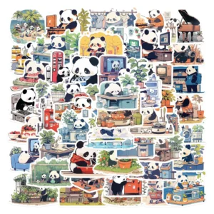Panda Daily Life Series Waterproof Stickers for Journals 50 Pcs