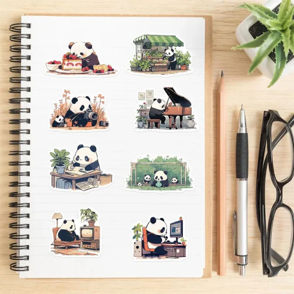 WPDCSK000277-02 Panda Daily Life Series Waterproof Stickers for Journals 50 Pcs