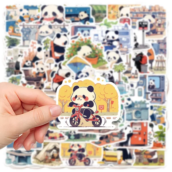 WPDCSK000277-04 Panda Daily Life Series Waterproof Stickers for Journals 50 Pcs