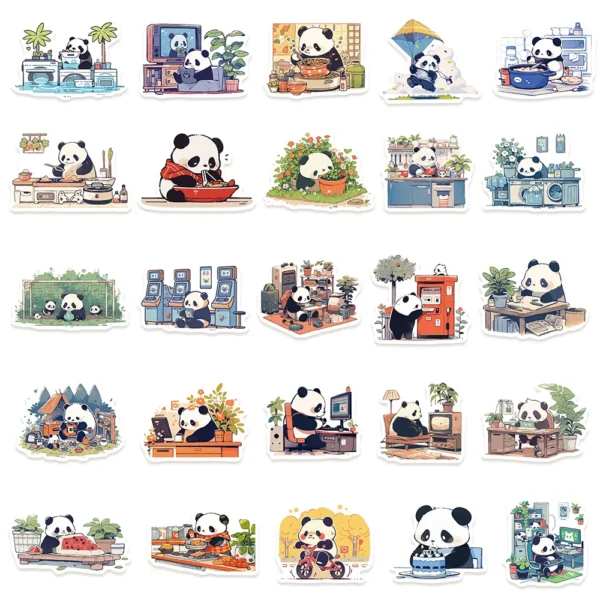 WPDCSK000277-05 Panda Daily Life Series Waterproof Stickers for Journals 50 Pcs