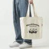 Panda Hua Hua and He Ye Print Canvas Tote Bag Shopping Bag