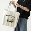Panda Hua Hua and He Ye Print Canvas Tote Bag Shopping Bag
