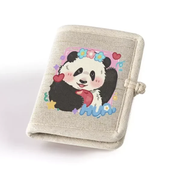 WPBGWC000181 Panda Hua Hua Fabric Wallet Chinese Style Cotton Linen Wallet