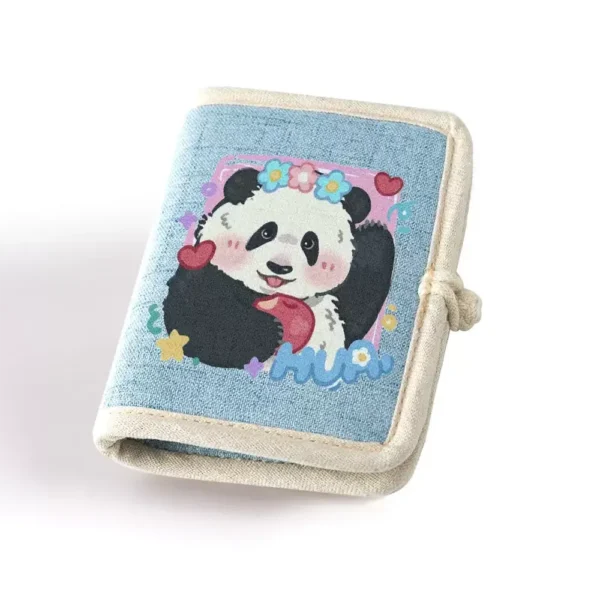 WPBGWC000183 Panda Hua Hua Fabric Wallet Chinese Style Cotton Linen Wallet