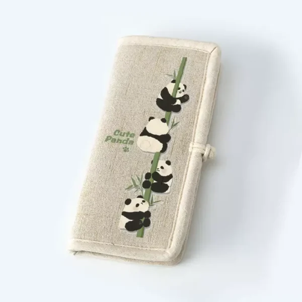 WPBGWC000184 Panda Hua Hua Fabric Wallet Chinese Style Cotton Linen Wallet