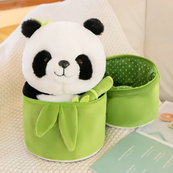 WPDTPT000126-0127-02 Panda in Bamboo Tube Plush Doll Creative Toy Pillow Cushion