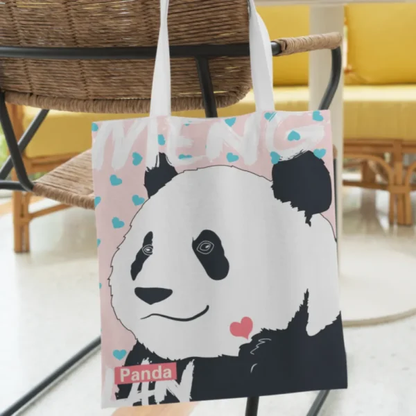 WPBGST000040 Panda Meng Lan Cartoon Canvas Tote Bag Handheld Tote Bag
