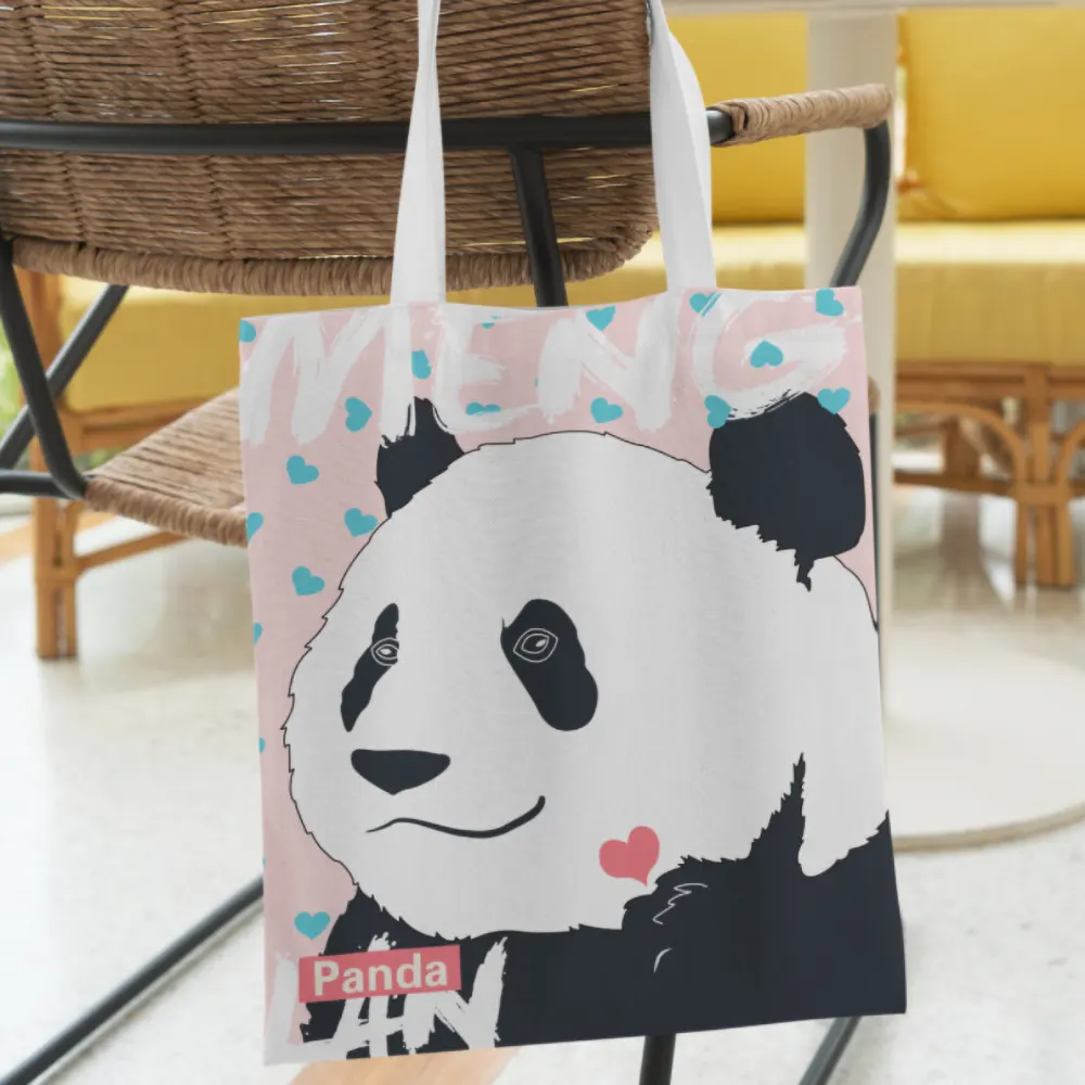 Panda Meng Lan Cartoon Canvas Tote Bag Handheld Tote Bag