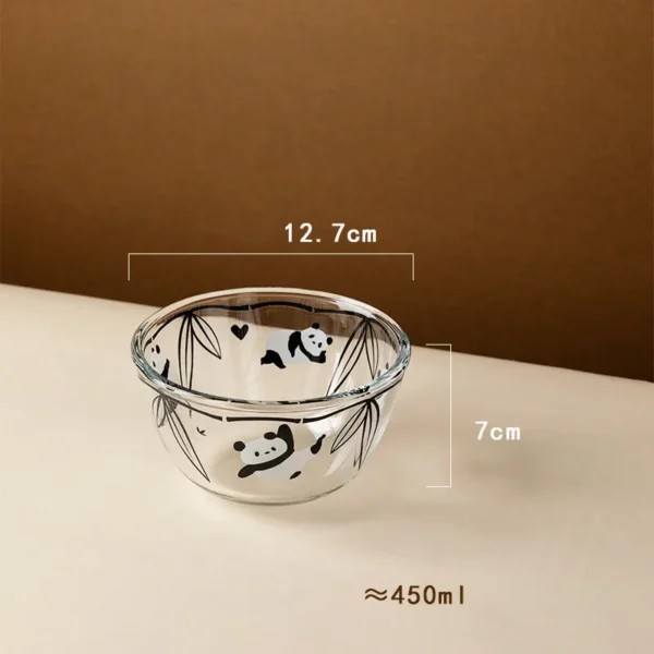 Panda Pattern Glass Bowl Stylish Tableware Baking Salad Bowl