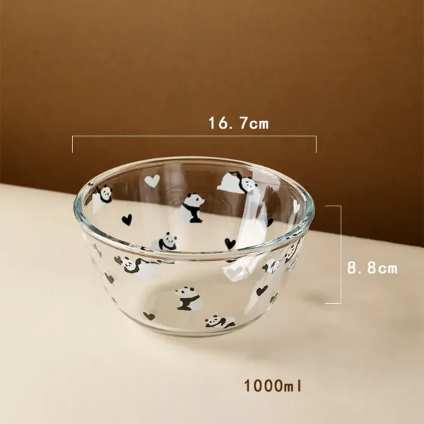 Panda Pattern Glass Bowl Stylish Tableware Baking Salad Bowl