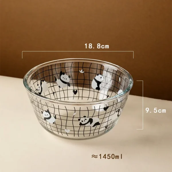 Panda Pattern Glass Bowl Stylish Tableware Baking Salad Bowl