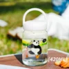 WPLSCPPC0064 Panda Pattern Portable Cup Glass Travel Mug with Handle