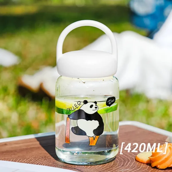 WPLSCPPC0064 Panda Pattern Portable Cup Glass Travel Mug with Handle
