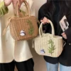 WPBGWB000156-0157-01 Panda Pattern Straw Woven Bag Country Style Tote Bag Handbag