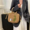 WPBGWB000156-0157-02 Panda Pattern Straw Woven Bag Country Style Tote Bag Handbag