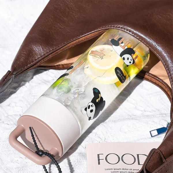 WPLSCPPC0100-03 Panda Plastic Water Bottle Portable Large Capacity Travel Mug