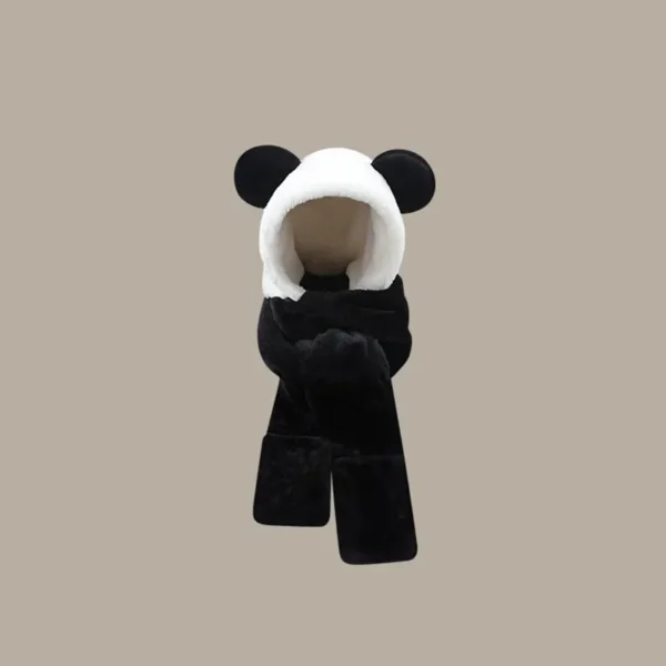 WPCTHAHW0134 Panda Shaped Hat Warm Plush Earflap Hat Versatile Headwrap