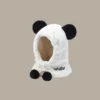 WPCTHAHW0131 Panda Shaped Hat Warm Plush Earflap Hat Versatile Headwrap