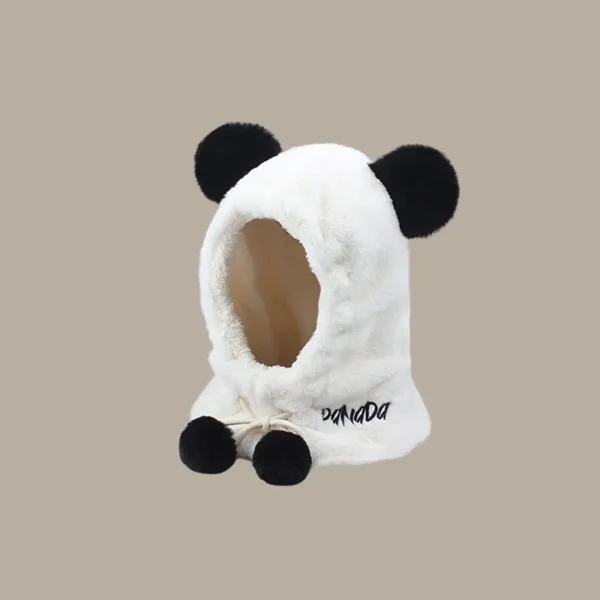 WPCTHAHW0131 Panda Shaped Hat Warm Plush Earflap Hat Versatile Headwrap