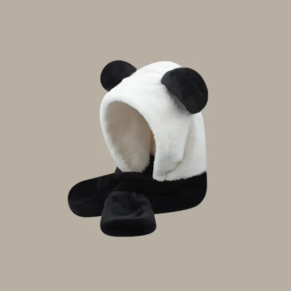 WPCTHAHW0132 Panda Shaped Hat Warm Plush Earflap Hat Versatile Headwrap