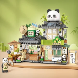 WPDTBB000185 Panda Tea House Ancient Street Scene Model Building Blocks Toy