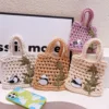 Panda Under Bamboo Leaves Simple Cute Woven Handbag