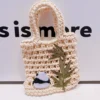 Panda Under Bamboo Leaves Simple Cute Woven Handbag Khaki