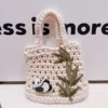 Panda Under Bamboo Leaves Simple Cute Woven Handbag
