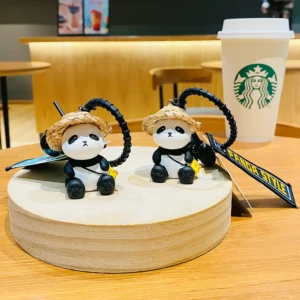 Panda Wearing Hat Cartoon Keychain Gift Small Ornament